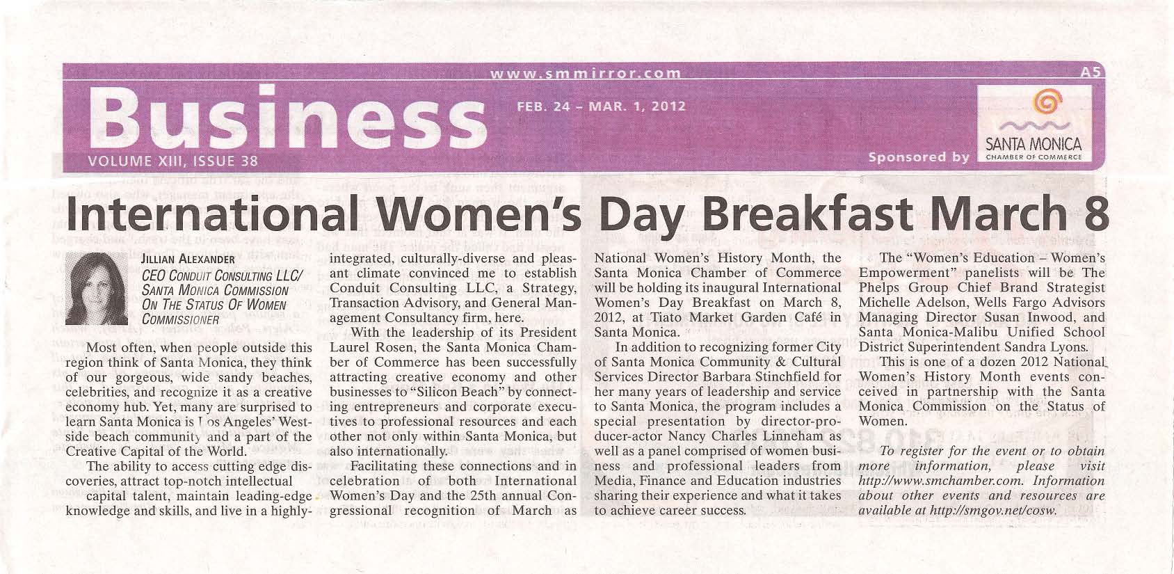 Santa Monica Mirror dotCom. Story: Local Businesswomen Celebrate 2012 International Women's Day